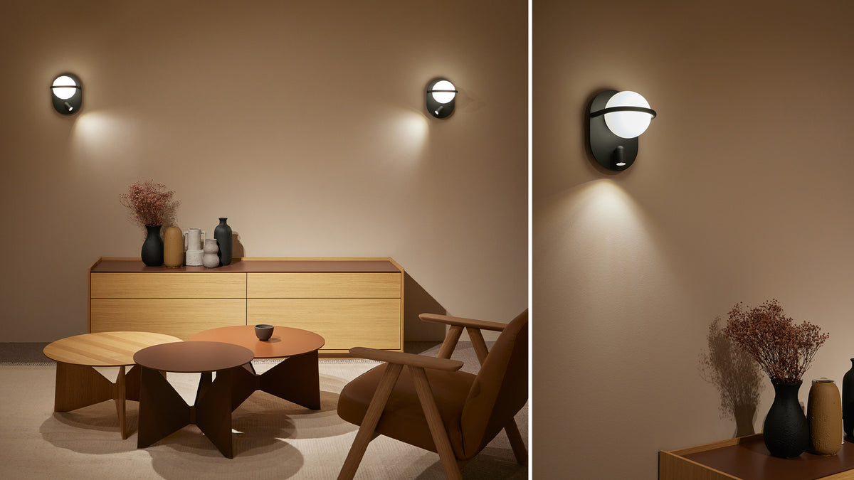 C-Ball W lamp with opal glass sphere by Stone Designs