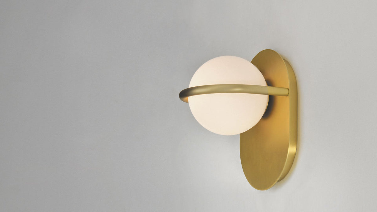 C-Ball W lamp with opal glass sphere by Stone Designs