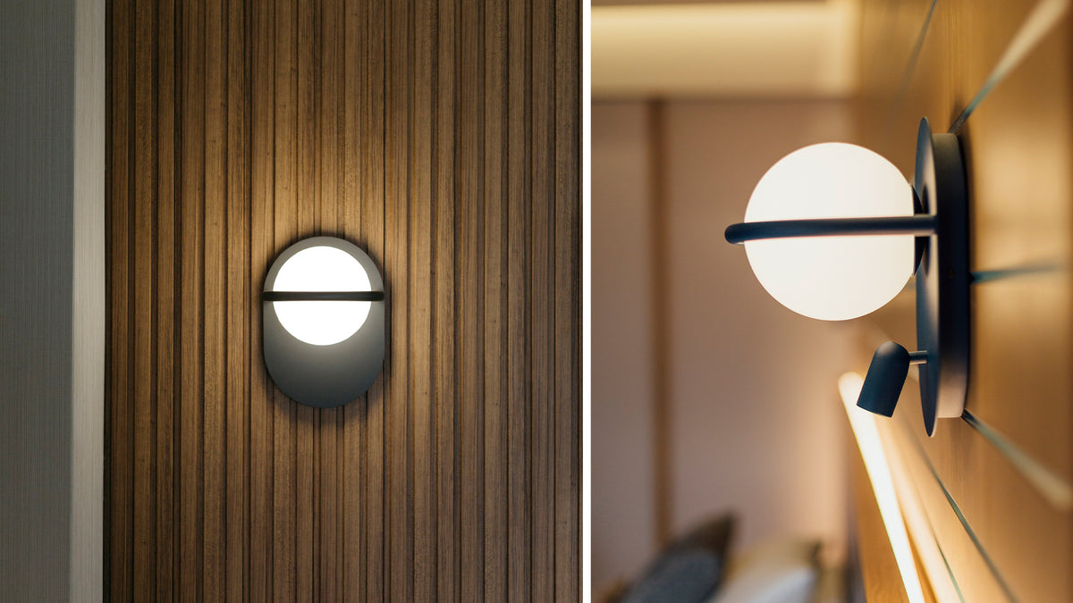 C-Ball W lamp with opal glass sphere by Stone Designs