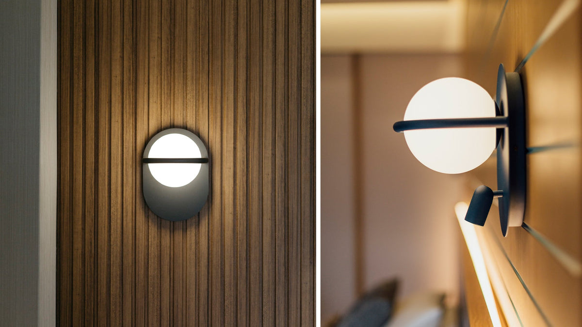C-Ball W lamp with opal glass sphere by Stone Designs