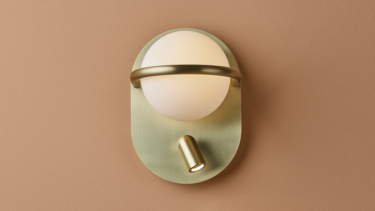 C-Ball W lamp with opal glass sphere by Stone Designs