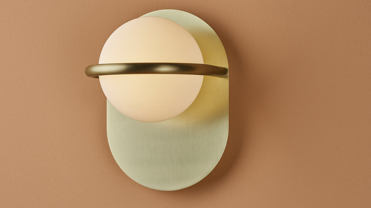 C-Ball W lamp with opal glass sphere by Stone Designs