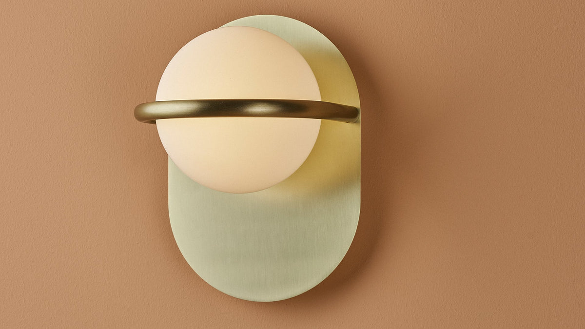 C-Ball W lamp with opal glass sphere by Stone Designs