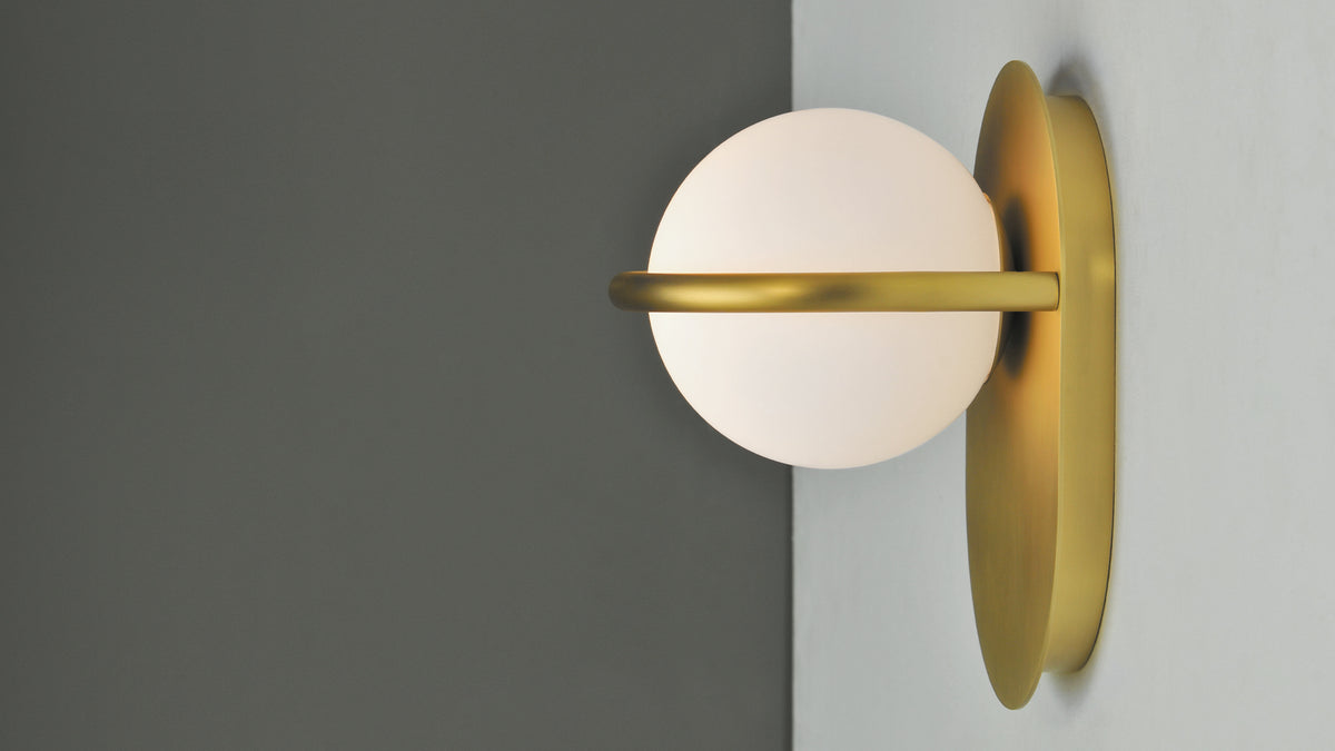 C-Ball W lamp with opal glass sphere by Stone Designs