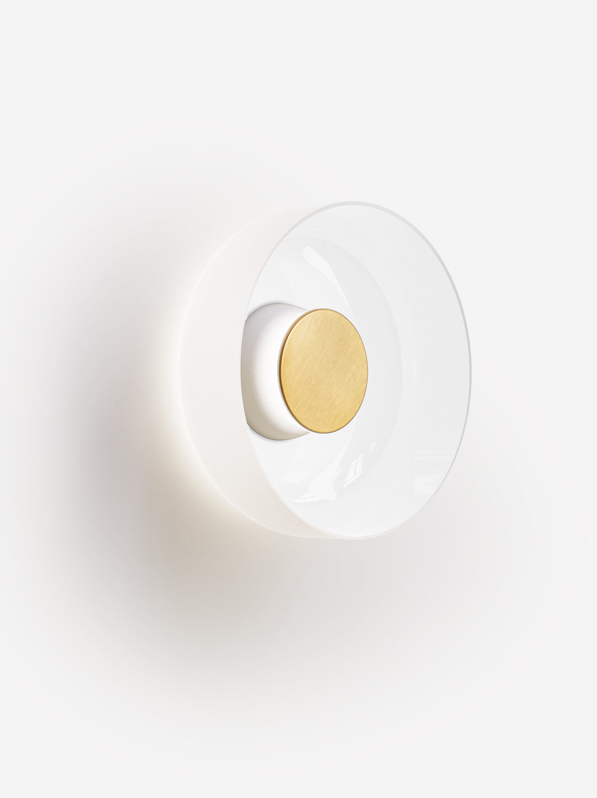 Pablo Designs Totem Sconce Glass – Shade C, White/Brass canopy/faceplate