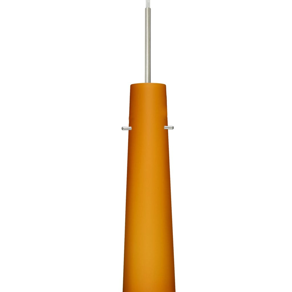 Modern Camino pendant light featuring Amber Matte glass shade for kitchen island lighting