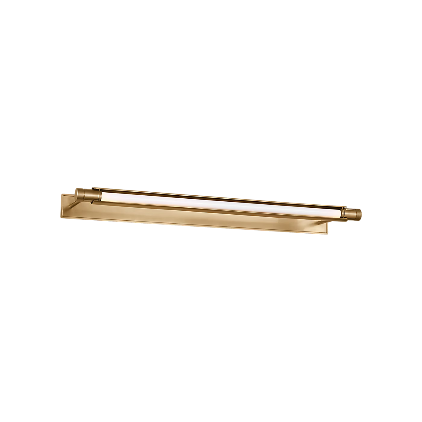 36 inch warm dim LED picture light in antique brass above gallery wall art display