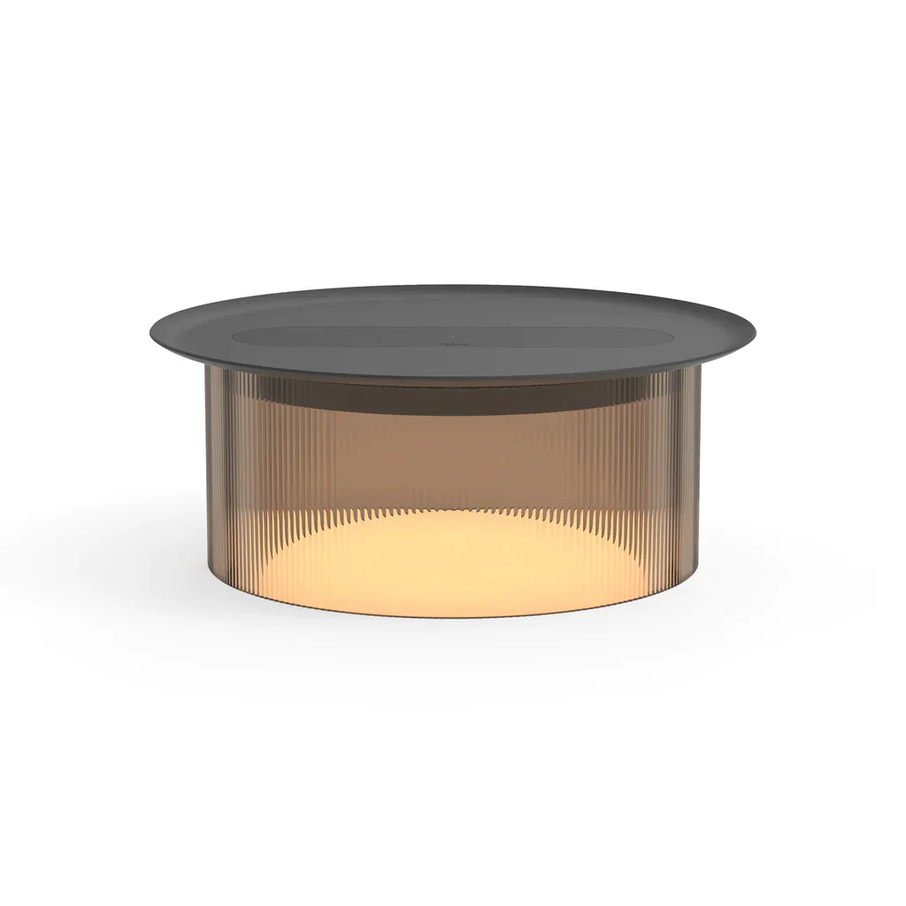 Pablo Designs Carousel Table Small Clear Base + Black Tray 16"