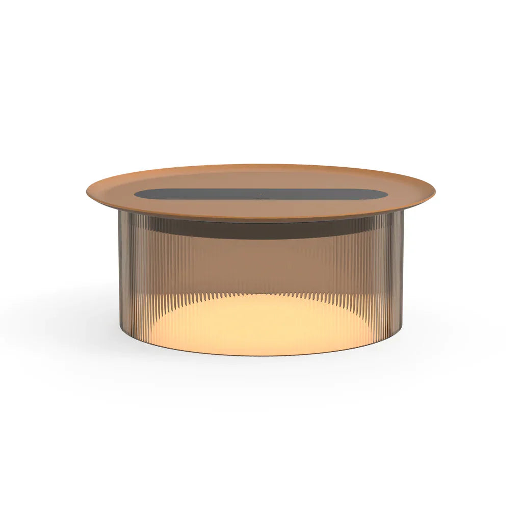 Pablo Designs Carousel Table Small Clear Base + Terracotta Tray 16"