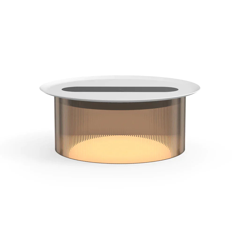 Pablo Designs Carousel Table Small Clear Base + White Tray 16"