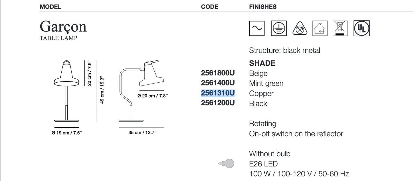 Carpyen Lighting Garcon Table Lamp