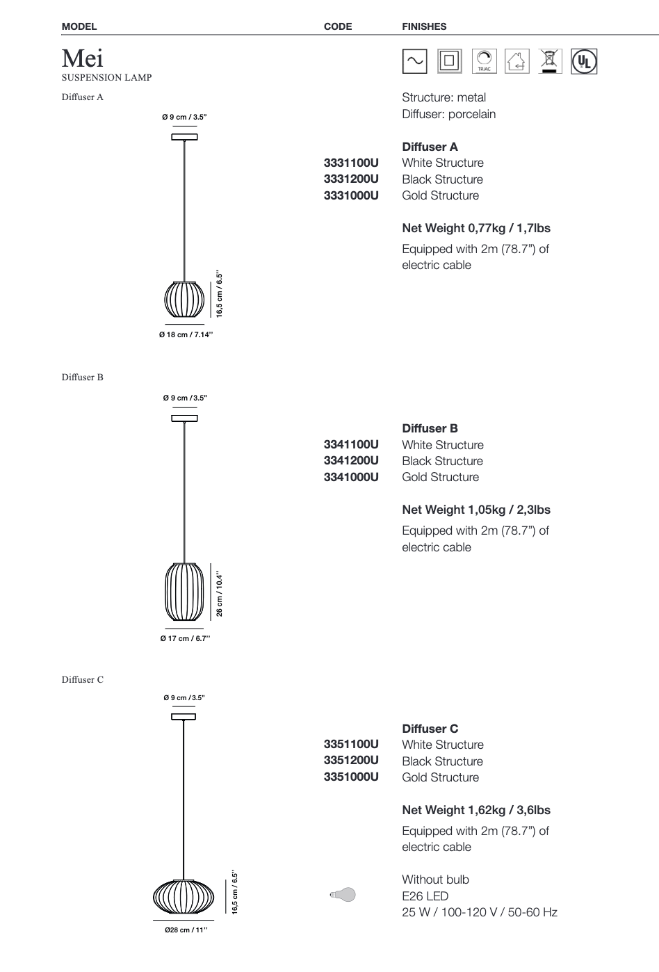 Carpyen Lighting Mei Pendant Light