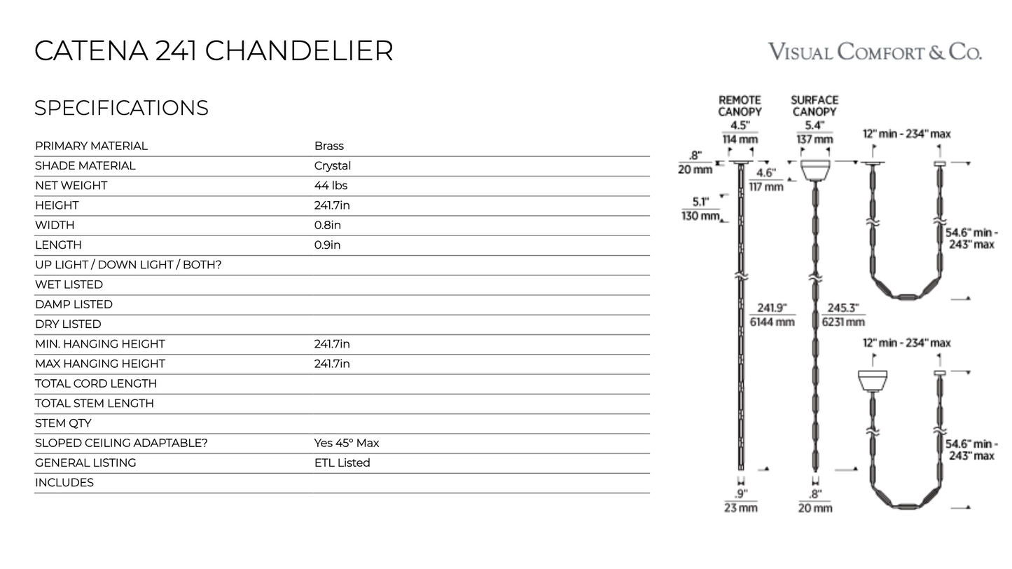 Catena 241 Chandelier by Visual & Comfort & Co