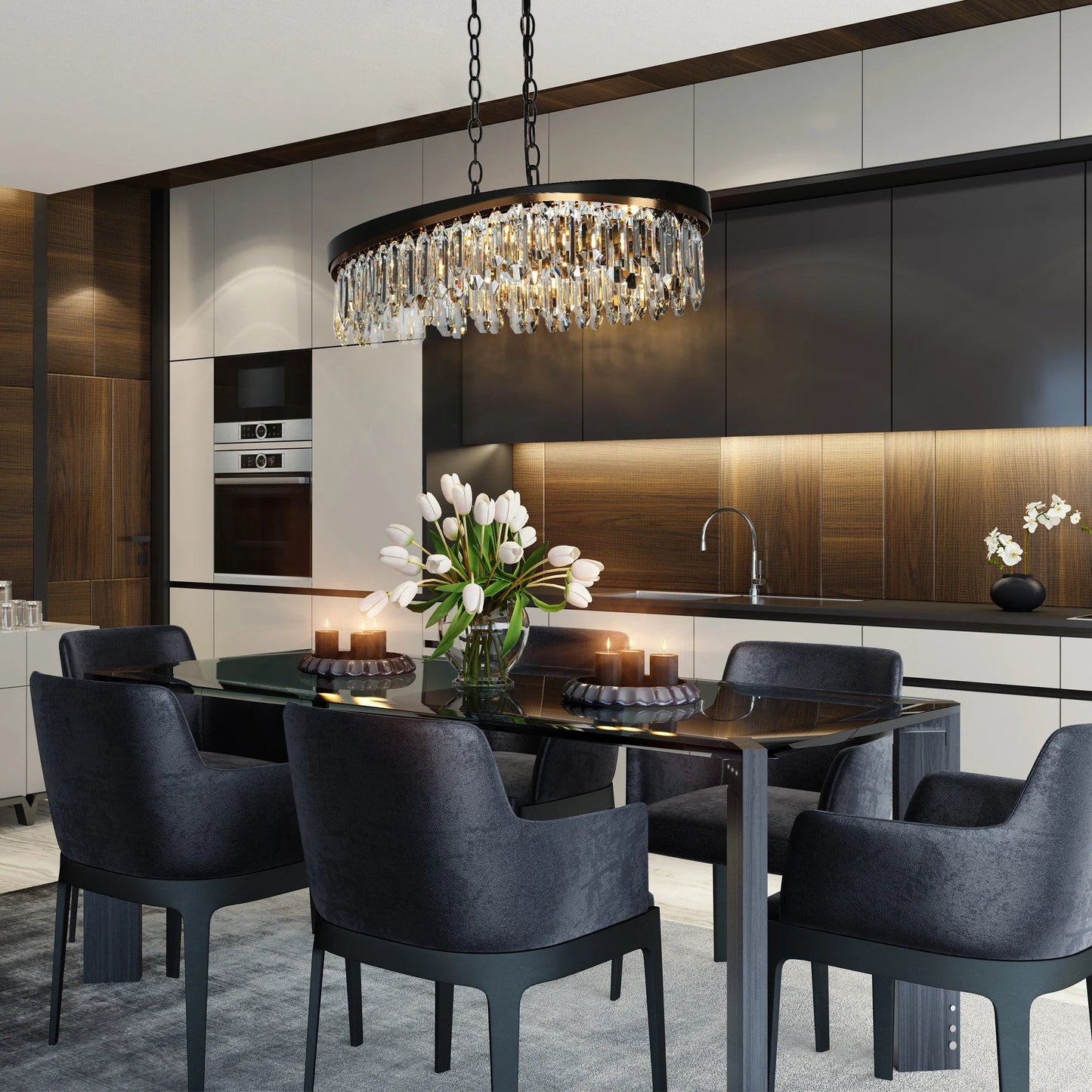 Modern Brass Crystal Chandelier - LNC Home