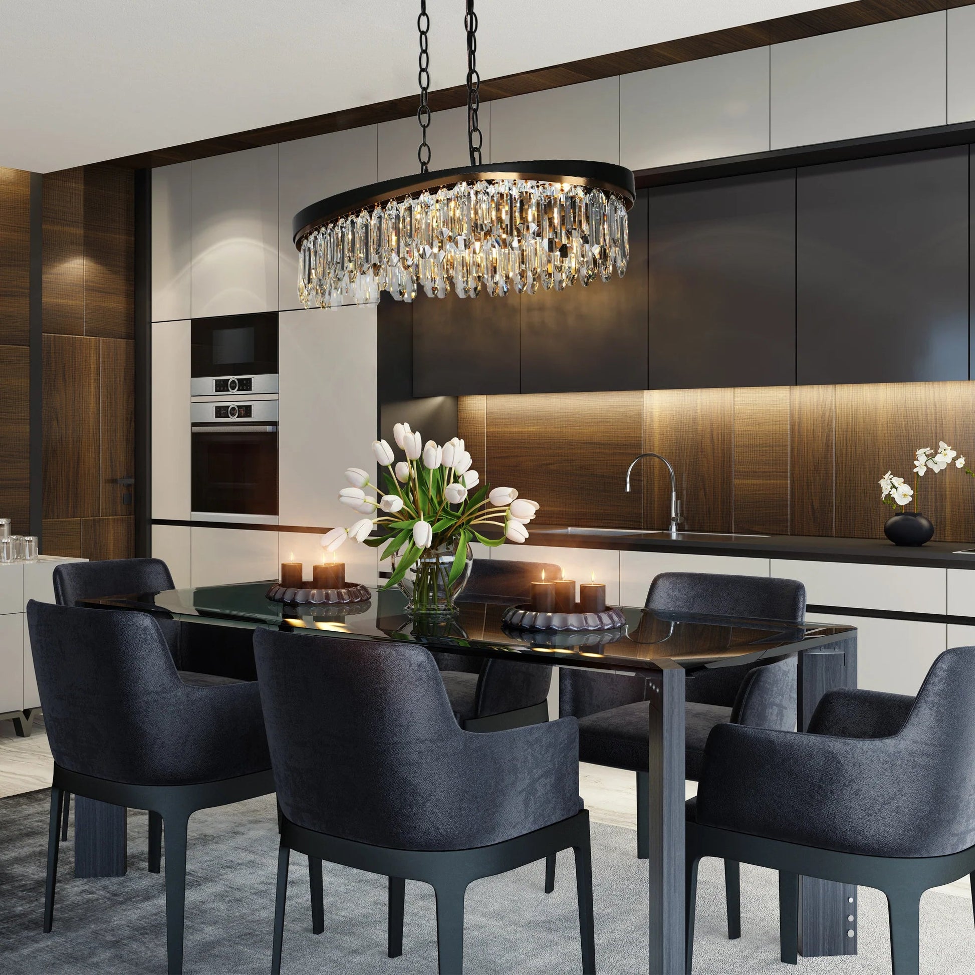 Modern Brass Crystal Chandelier - LNC Home