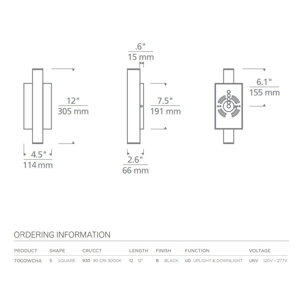Chara Square 12 LED Outdoor Wall Sconce by Visual & Comfort & Co