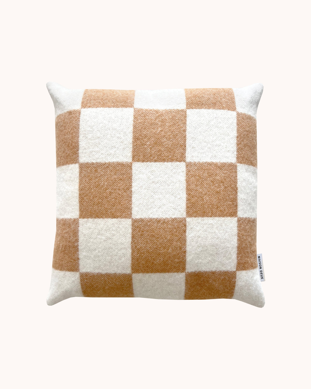 Maison Deux Checkerboard Cushion Cover in Terra Brown/White – detail 2