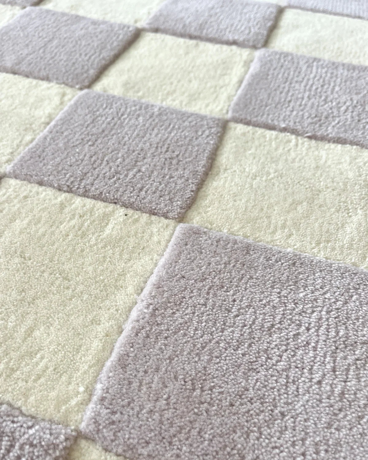 Maison Deux Checkerboard Rug in Lilac/White – main view