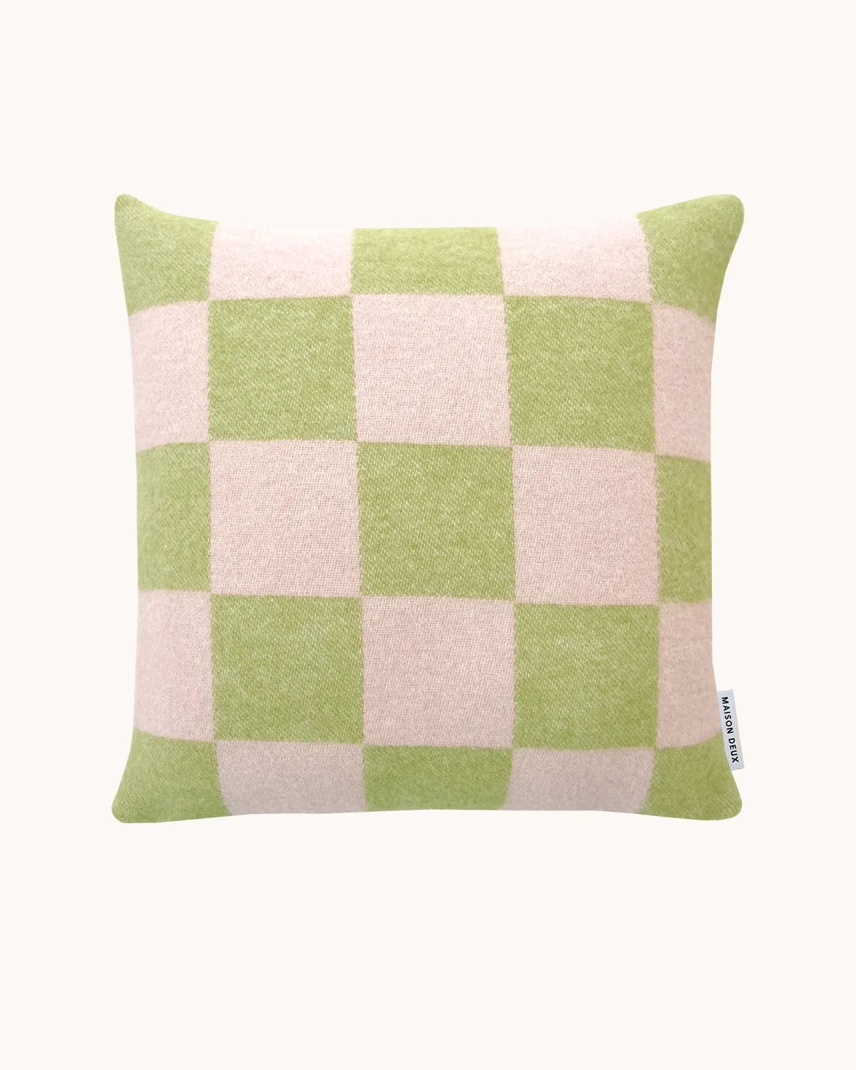 Maison Deux Checkerboard Cushion Cover in Kiwi/Pink – detail 2