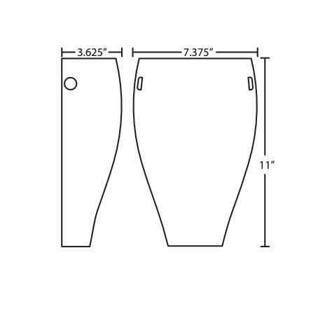 Architectural line drawing of decorative lighting fixture with dimensional layout