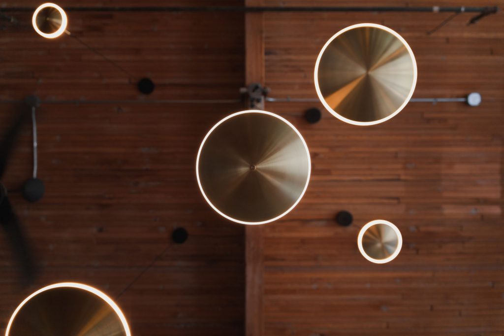 Chrona Vertical Brass Led Pendant By Graypants