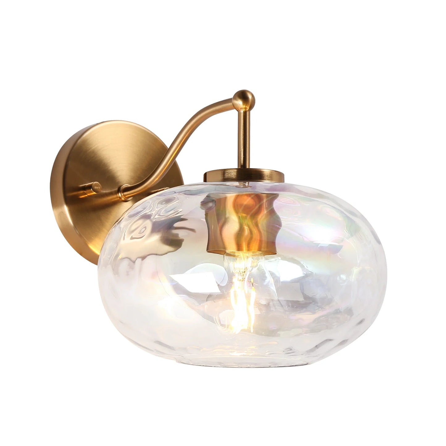 Chrysaorican Iridescent Globe Glass Wall Sconce Brass Nbsp - LNC Home