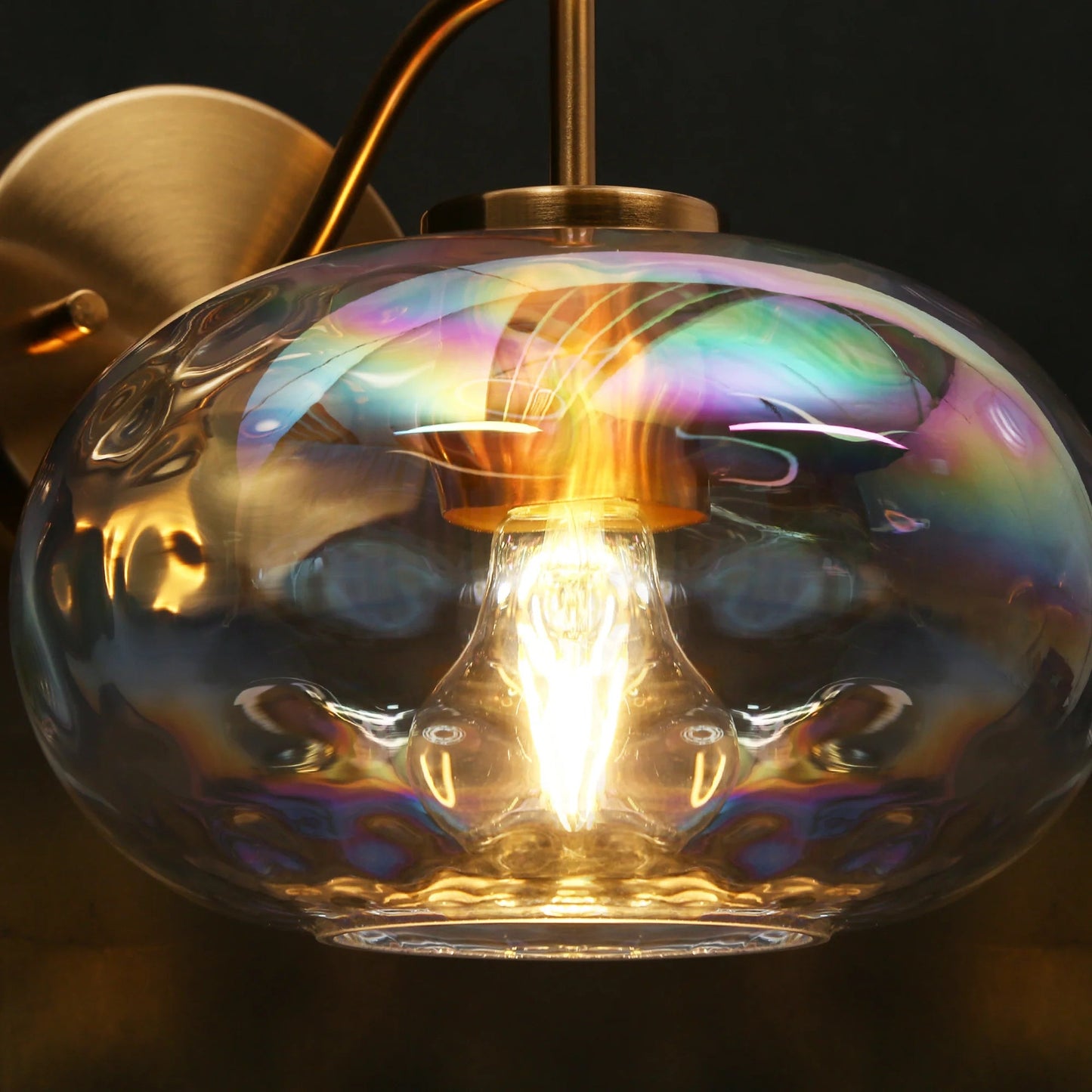 Chrysaorican Iridescent Globe Glass Wall Sconce Brass Nbsp - LNC Home