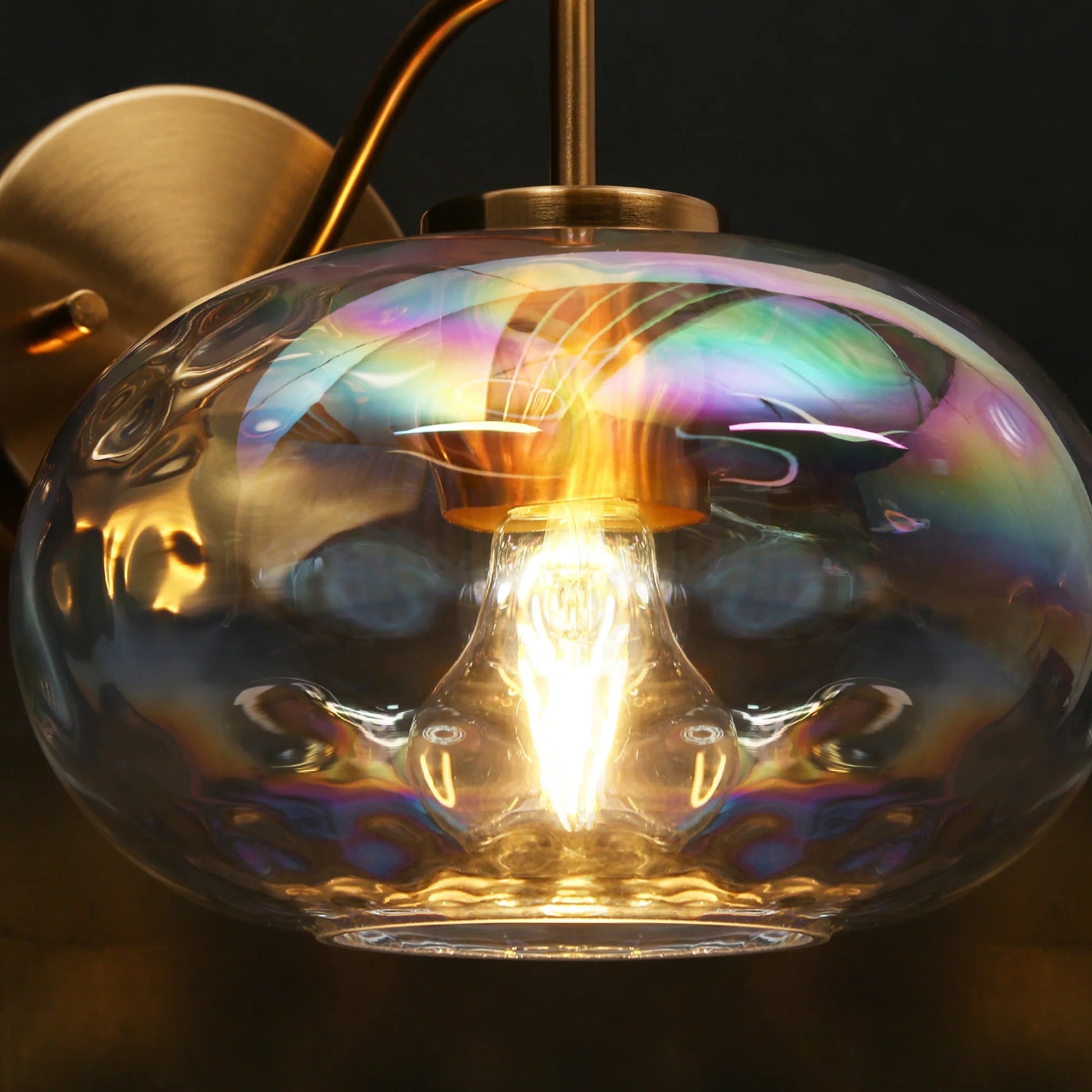 Chrysaorican Iridescent Globe Glass Wall Sconce Brass Nbsp - LNC Home