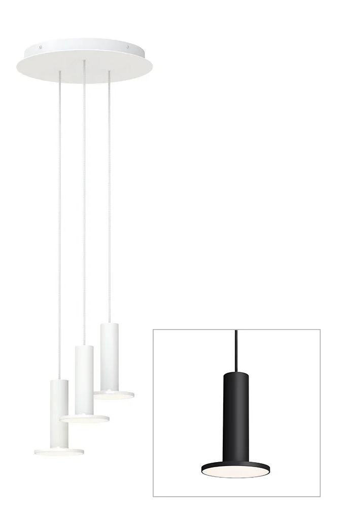 Cielo Plus 3-light chandelier in black, studio view
