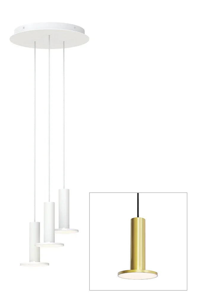 Cielo Plus 3-light chandelier in brass, studio view