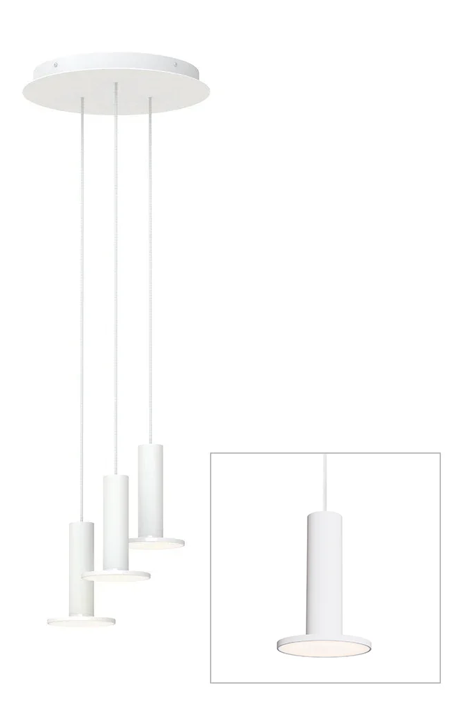 Cielo Plus 3-light chandelier in white, studio view