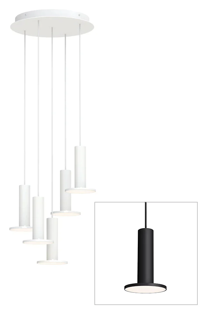Cielo Plus 5-light chandelier in black, studio view