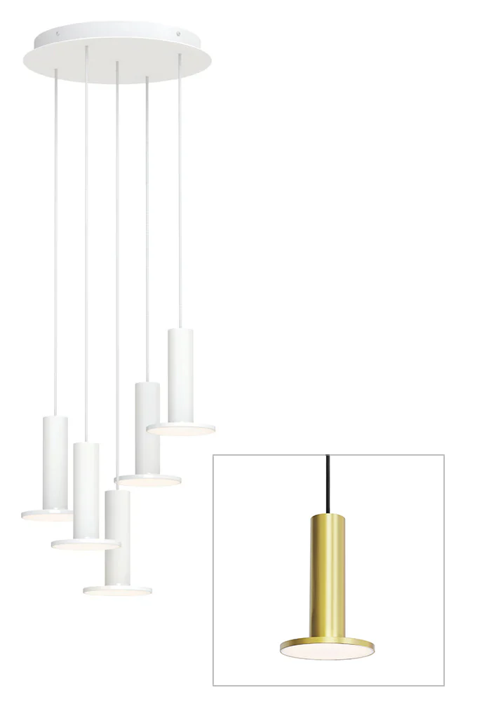 Cielo Plus 5-light chandelier in brass, studio view
