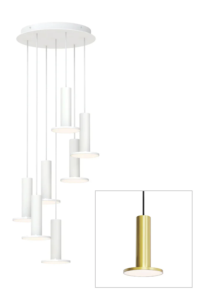 Cielo Plus 7-light chandelier in brass, studio view