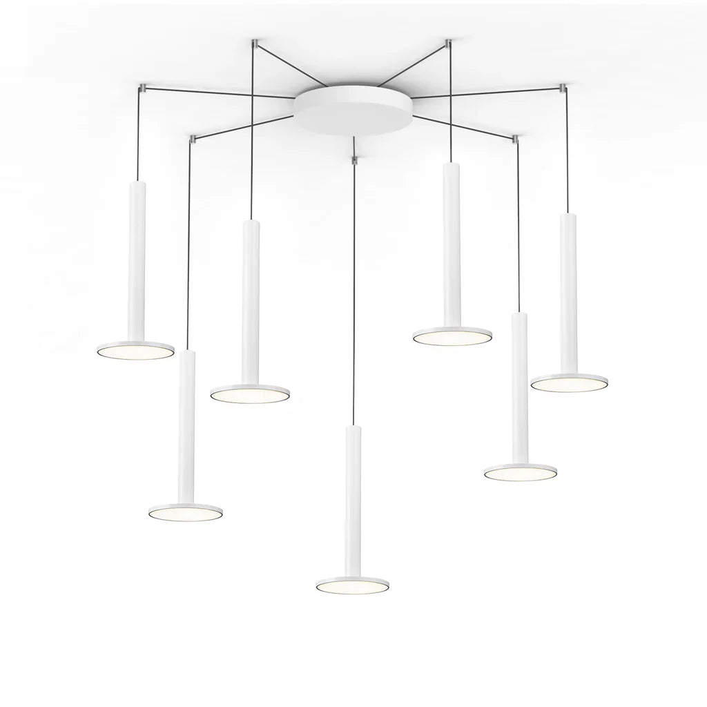 Pablo Designs Cielo XL Multi 7-Pendant Pendant Light fixture geometry from below showing illumination spread