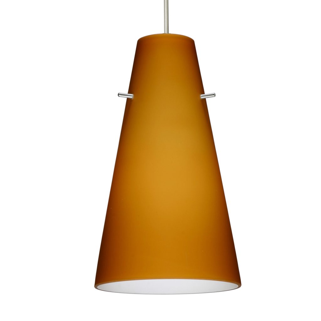 Handcrafted amber matte glass light shade with warm diffused glow