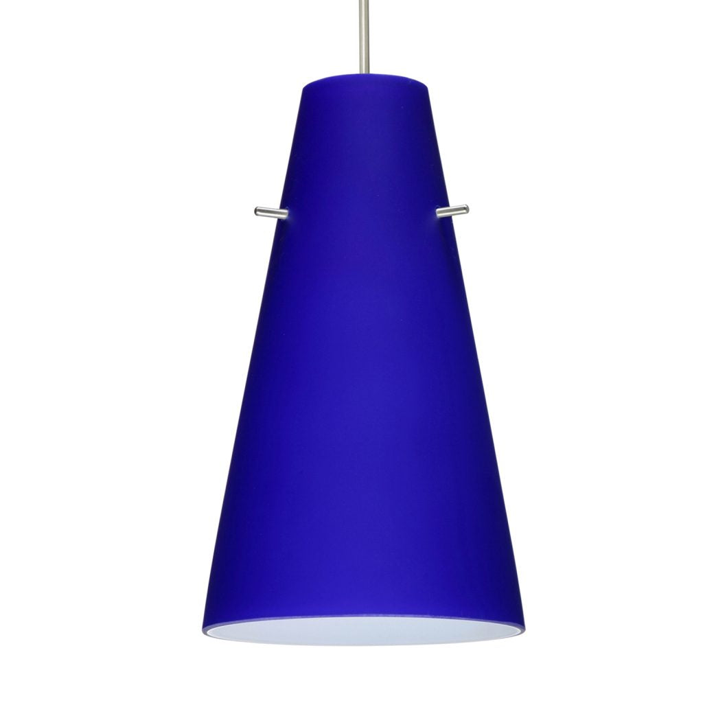 Modern cobalt blue glass lamp shade with soft matte finish