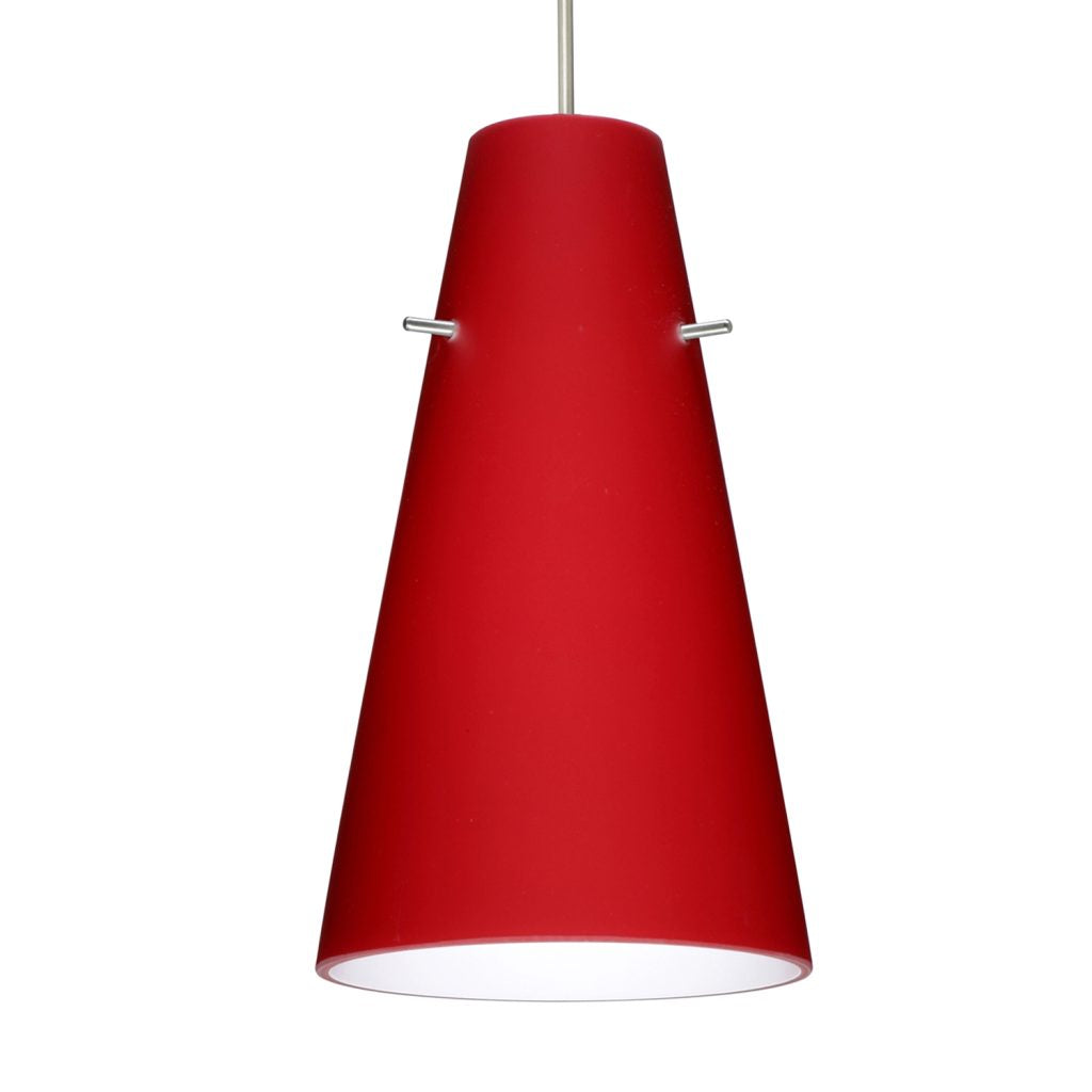 Handcrafted ruby matte glass light shade with warm ambient glow