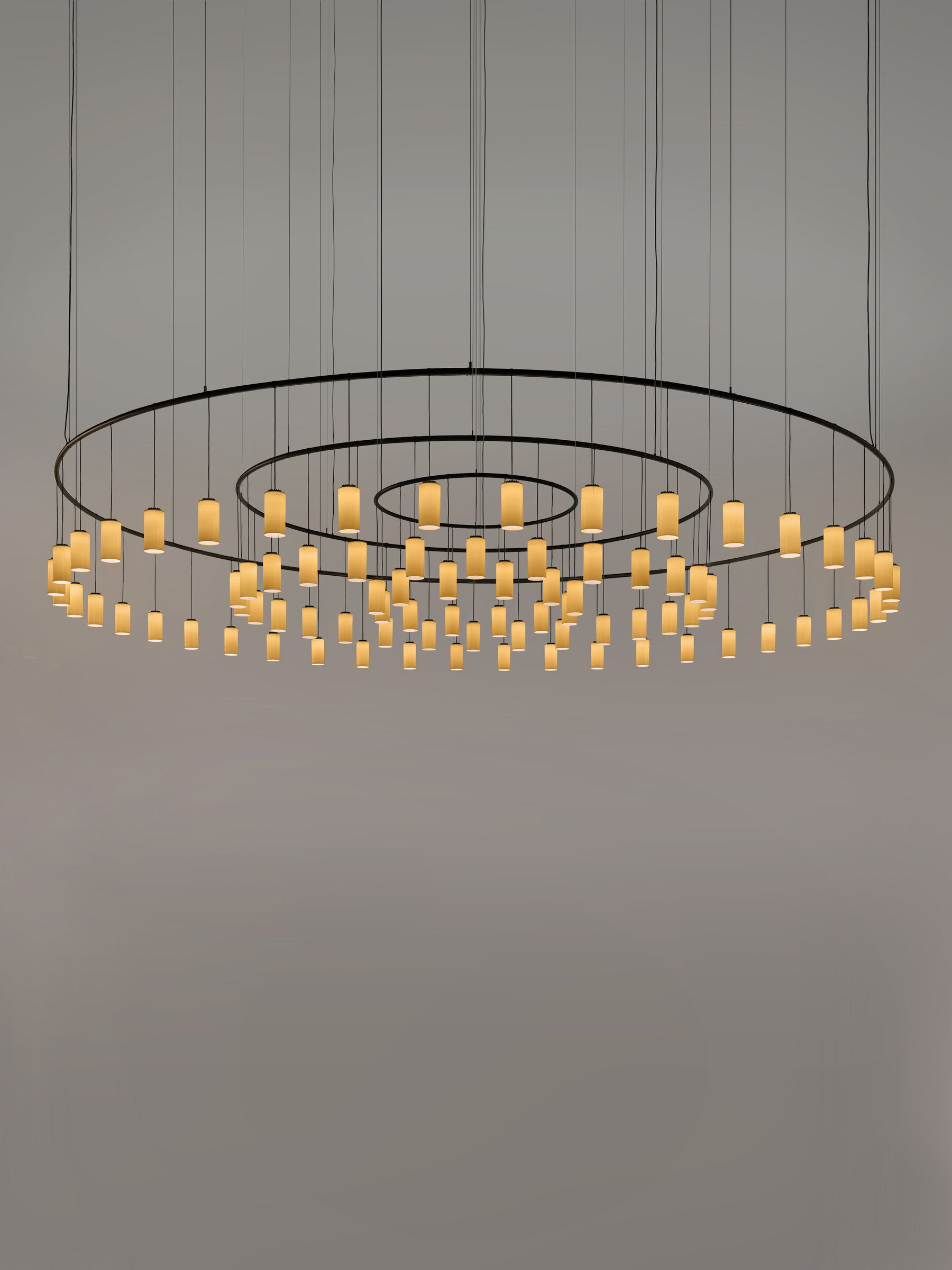 Contemporary ring suspension lamp with integrated warm white LED lighting