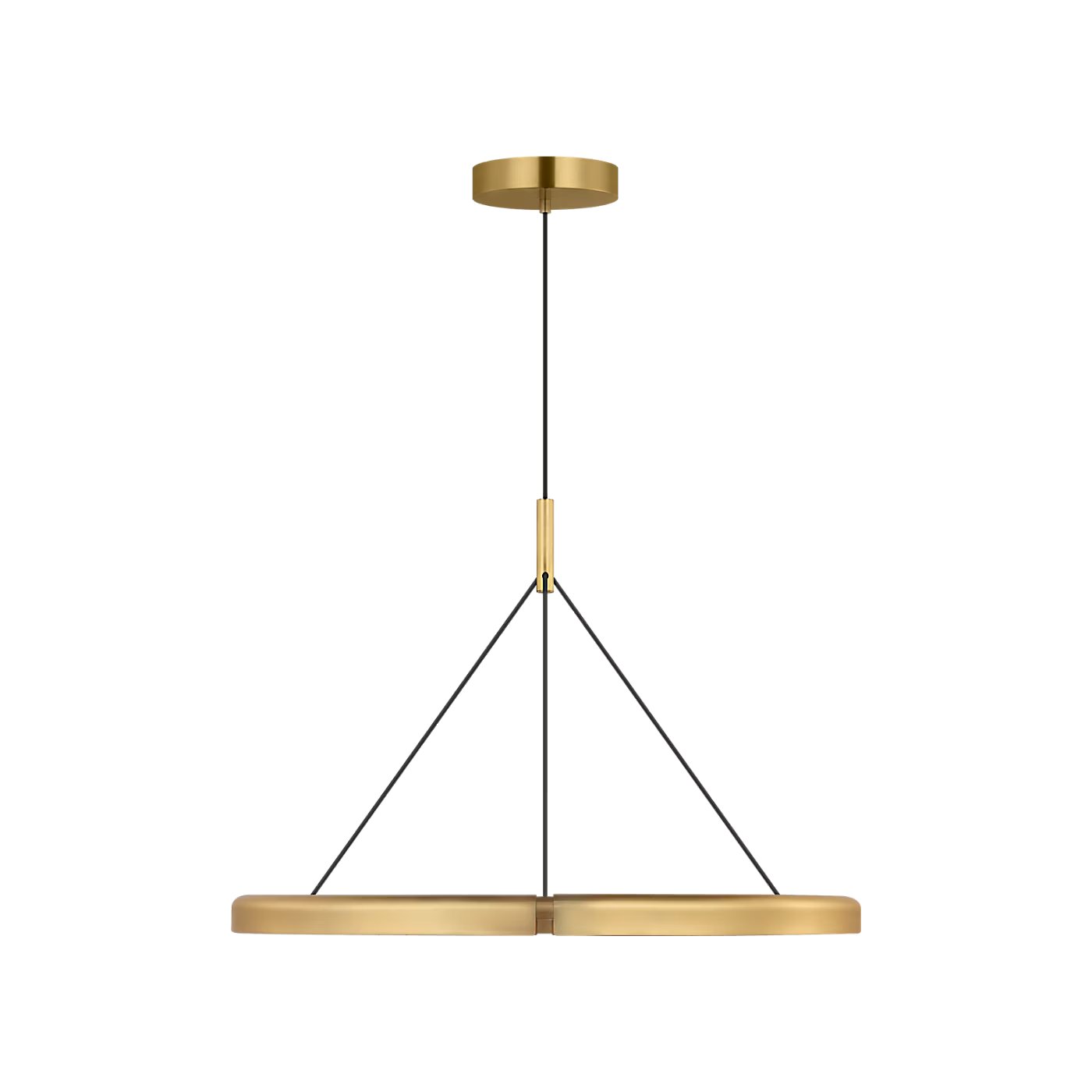 Designer antique brass LED chandelier with glare-free architectural illumination