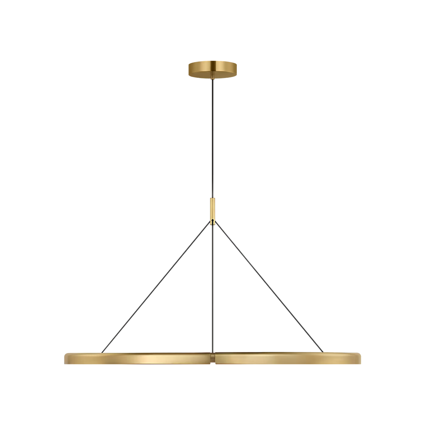 Visual Comfort Cloak 48 chandelier with integrated LED lighting in antique brass finish
