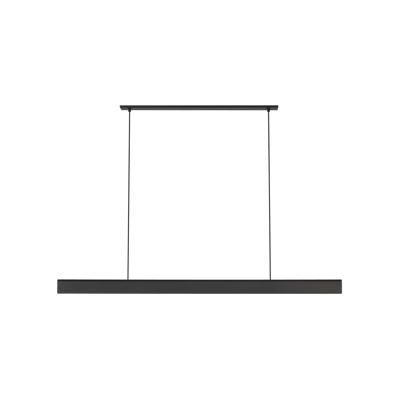 Slim modern LED chandelier in Nightshade Black finish with adjustable suspension cables