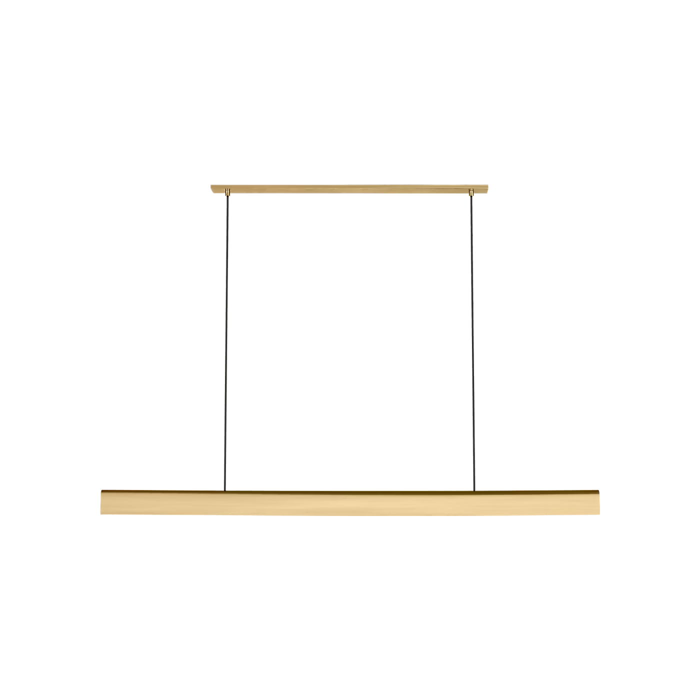Minimalist architectural chandelier in antique brass with concealed LED lighting
