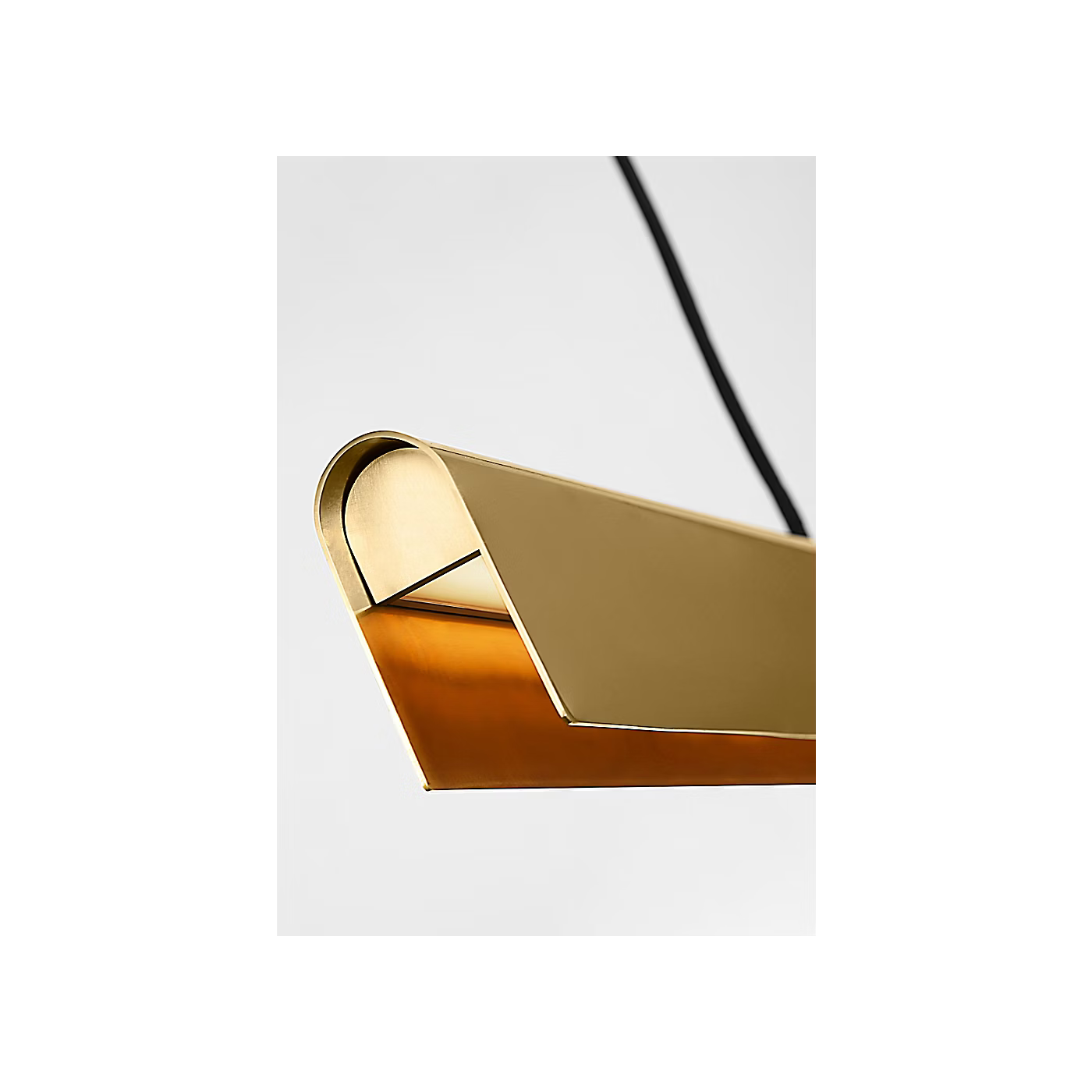 Modern integrated LED chandelier in Hand Rubbed Antique Brass with adjustable suspension cables
