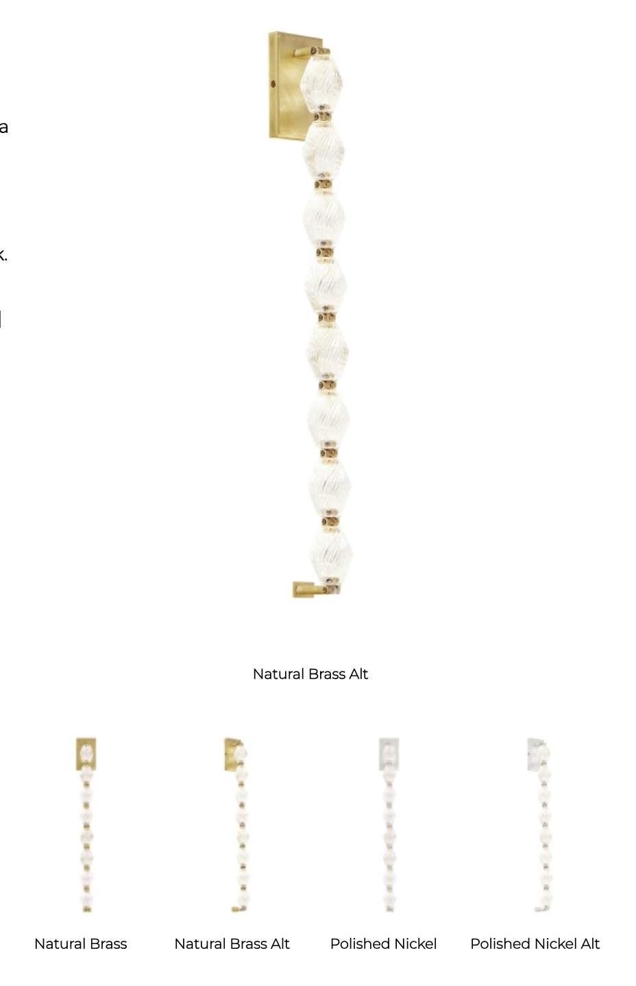 Collier 28-inch Crystal Wall Sconce LED Brass Bronze Nickel by Visual & Comfort & Co