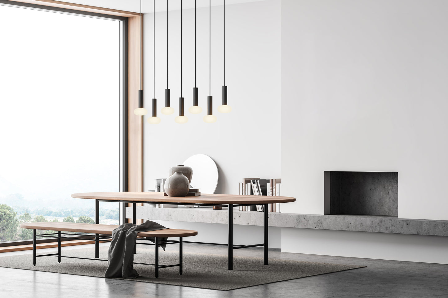 Combi Pendant 36 Circular 3 Combo Matte Black Matte Black Canopy Suspension Flush Mount 2 In 1 Cmp C3 S 36 Mtb by Koncept Inc