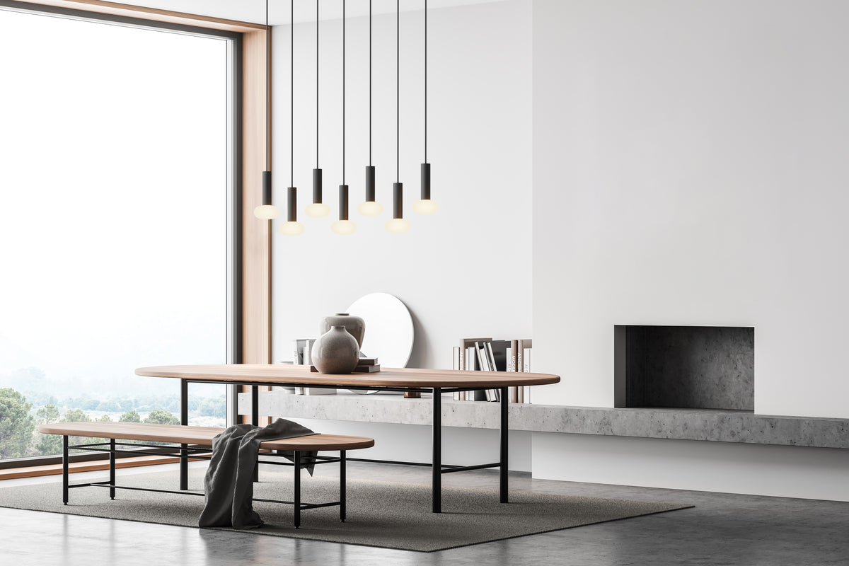Koncept Combi Linear 5-Light LED Pendant in a room setting, photo 6