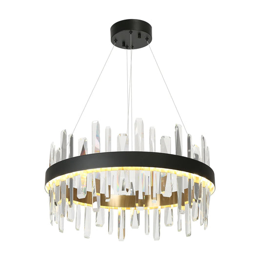 Combrocollia Modern Drum Chandelier 24 Inch Black Brass With LED - LNC Home