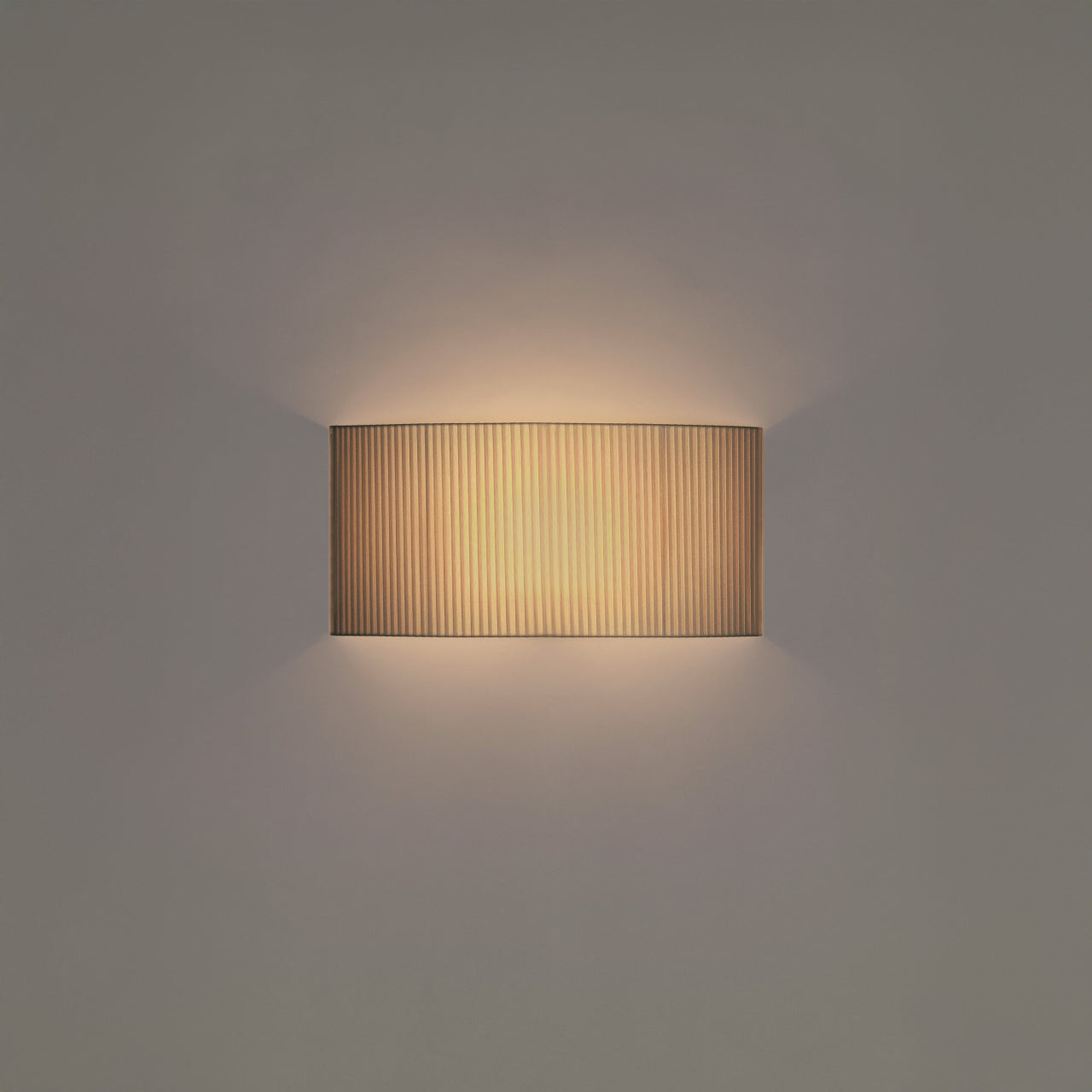 Designer Spanish wall sconce with Natural Ribbon shade and soft indirect LED illumination
