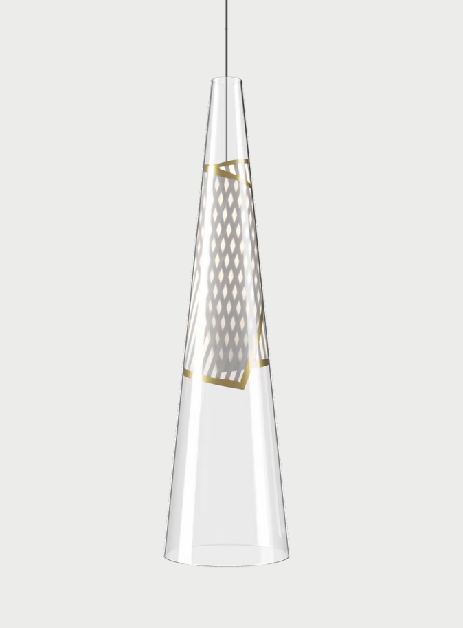 Lodes Cono di Luce hanging light in gold for dining rooms, kitchens and living spaces